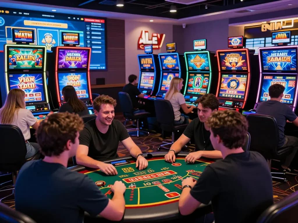 Alev Casino online gaming atmosphere featuring engaged players, live tables, and exciting slot games.
