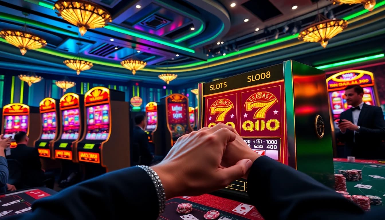 SLOTS8 exciting spin action with vibrant slot machines and luxurious casino ambiance.