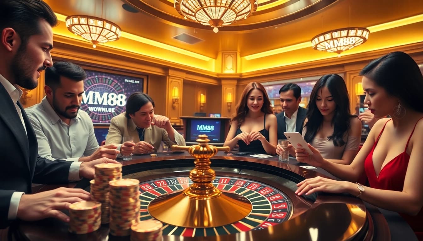 Experience thrilling gaming action at MM88 with vibrant casino visuals of roulette and poker.