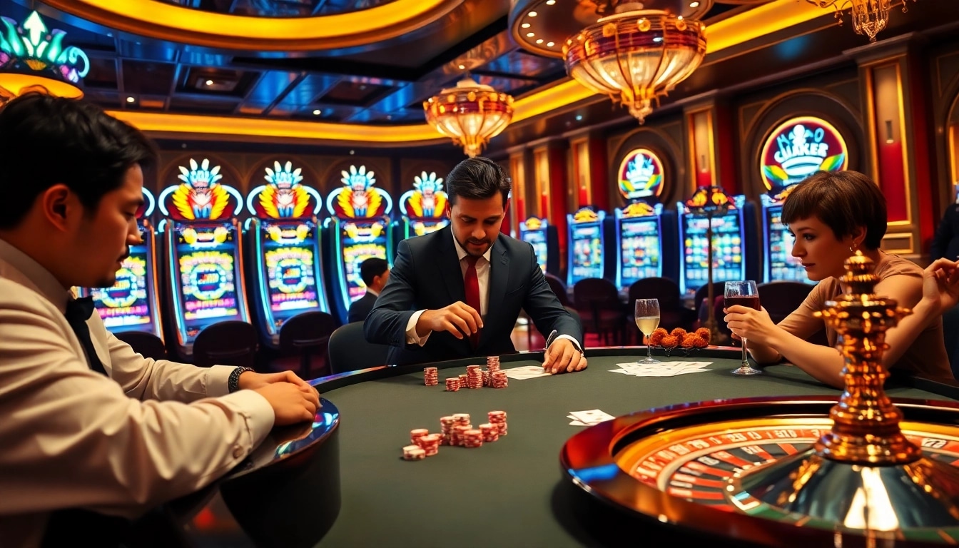 Experience the exhilarating atmosphere of LC88 casino with vibrant tables and engaging players.
