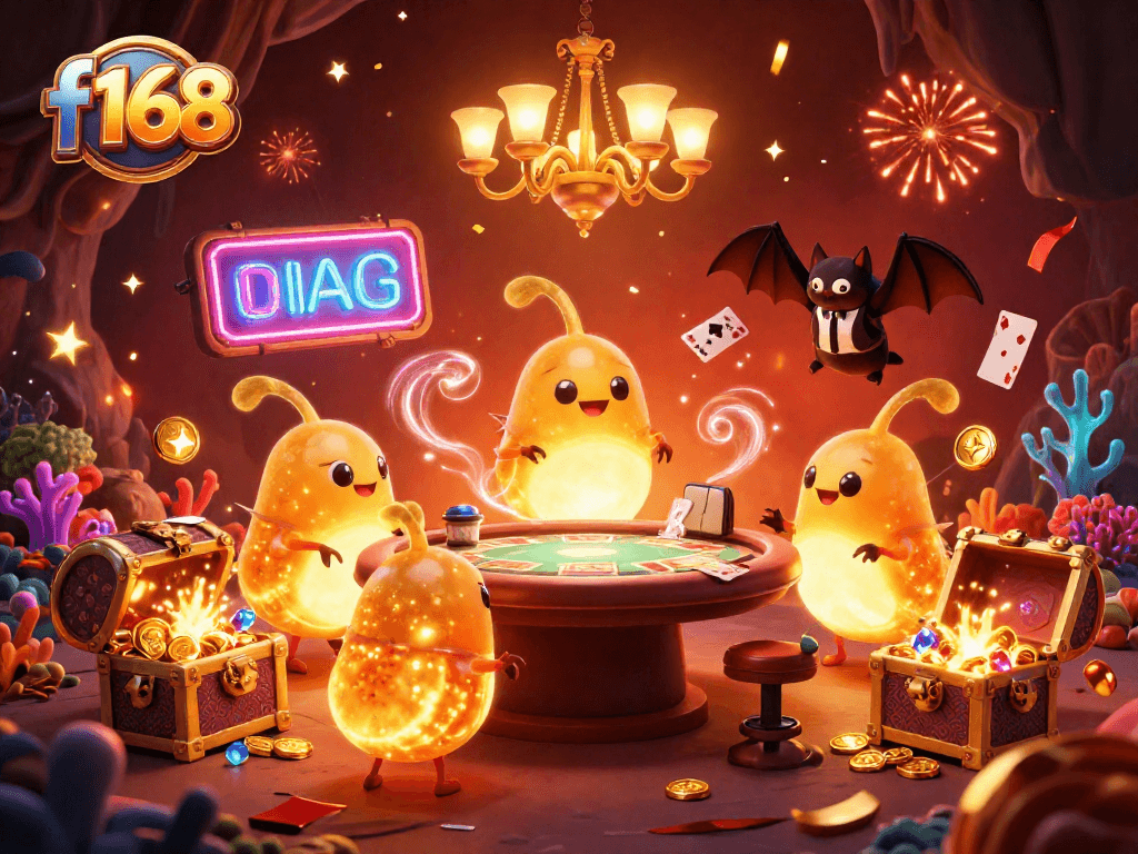 Experience luxury gaming at f168 with glowworms lighting up this vibrant casino scene.