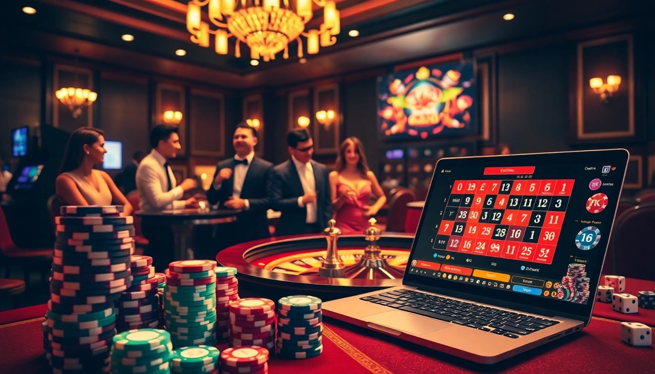 Betting excitement at https://f8bet.me.uk/ with luxurious casino elements, including poker chips and roulette.