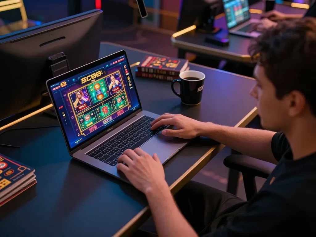 Engaging online gaming setup with SC88 app showcasing strategic betting and vibrant gameplay