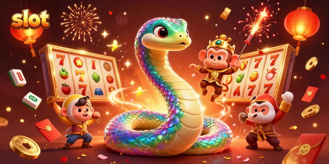 Spin the vibrant slot reels in a magical arcade scene with colorful characters and celebratory elements.