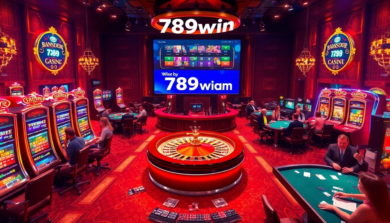 Players engaging at the roulette wheel and poker tables at 789win.com casino.