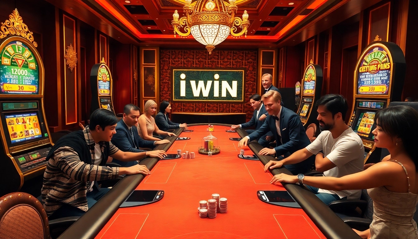 Players enjoying high-stakes gaming at iwin casino, showcasing excitement and luxury.