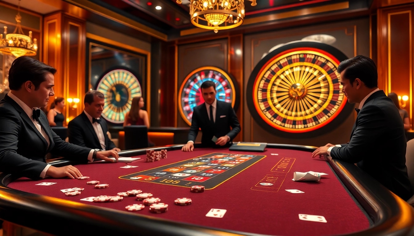 Experience the thrill of gambling at lc88 casino with exciting blackjack and roulette tables in a luxurious setting.
