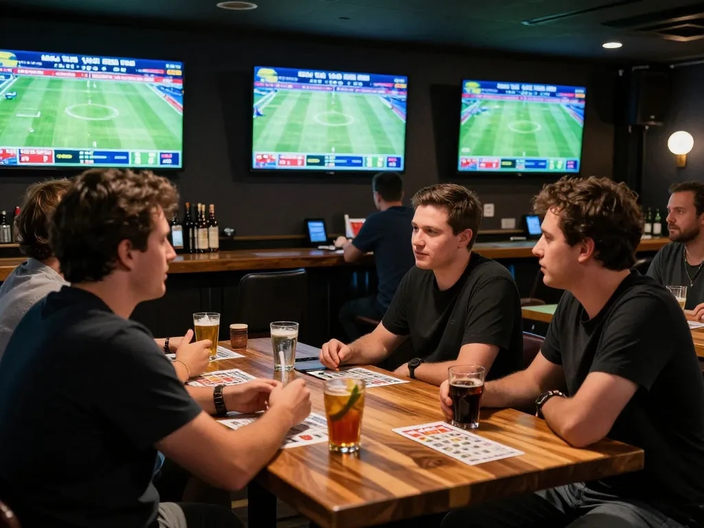 Soi kèo action in a vibrant sports bar as patrons place bets and engage with live event coverage.