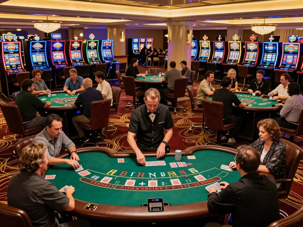 Experience the excitement of blackjack gameplay at https://casino555win.com/, where players strategize for winning hands in a vibrant casino setting.