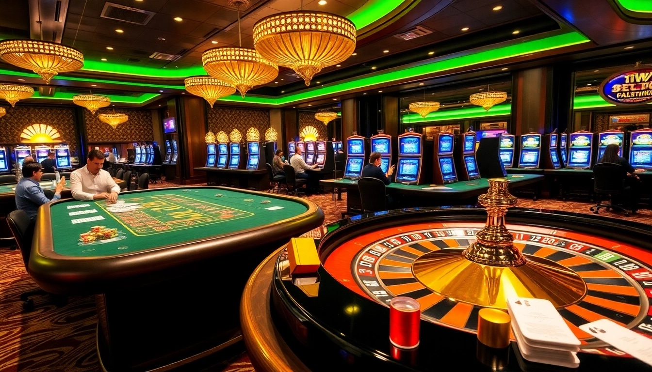 Experience the excitement of iWin with vibrant casino tables, chips, and slot machines.