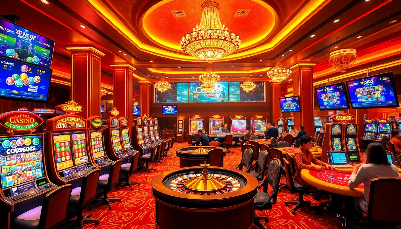 Xocdia88 online gambling interface with vibrant casino tables and players enjoying games