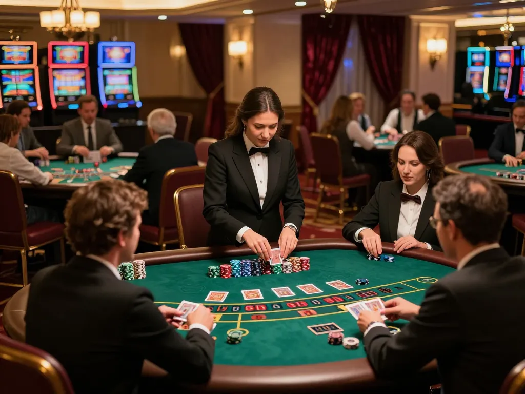 fly88 players engaged in an exciting baccarat game at an upscale casino venue