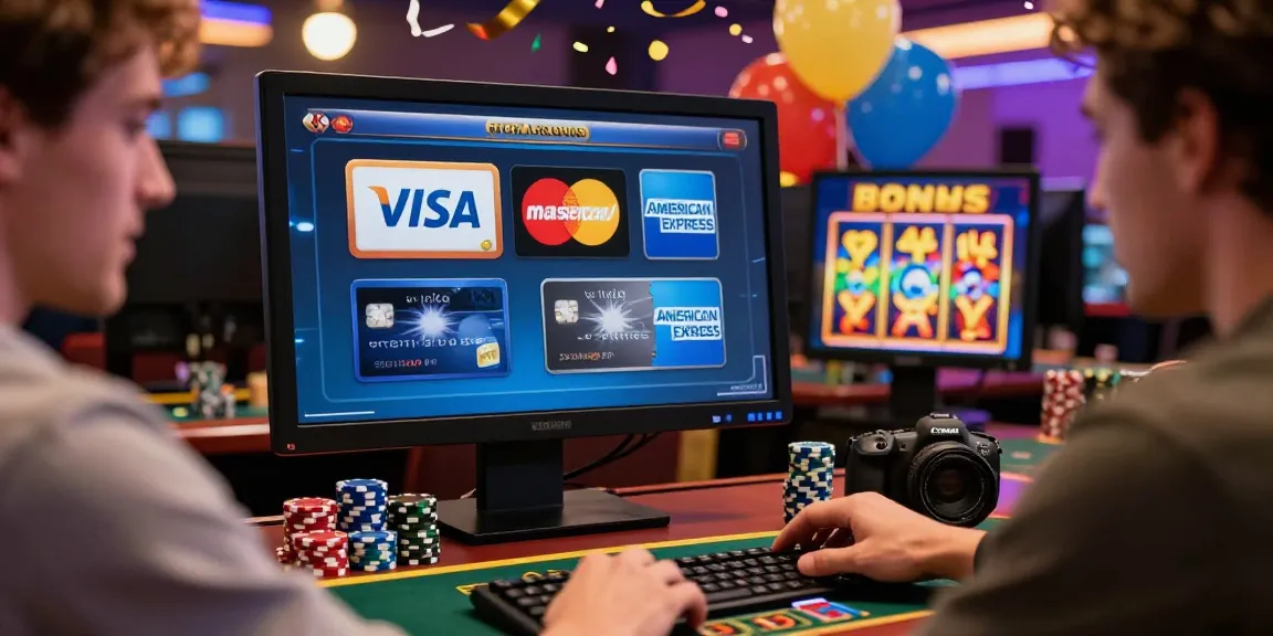 Excited player at credit card casino online at https://ecpc.org.uk, engaging with exciting slot games and promotions.