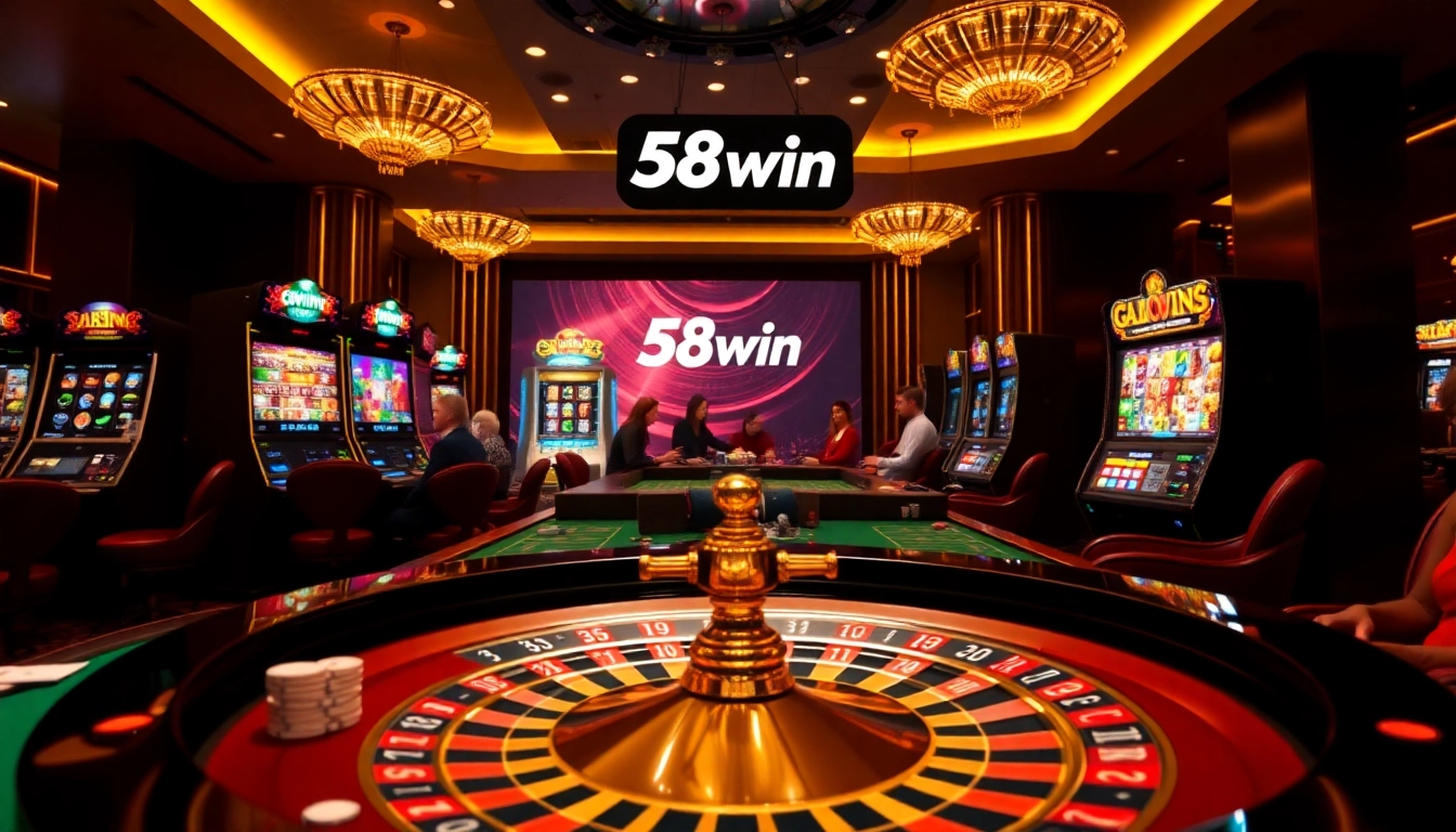 Experience the thrill of gaming at 58win with vibrant roulette and colorful slot machines.