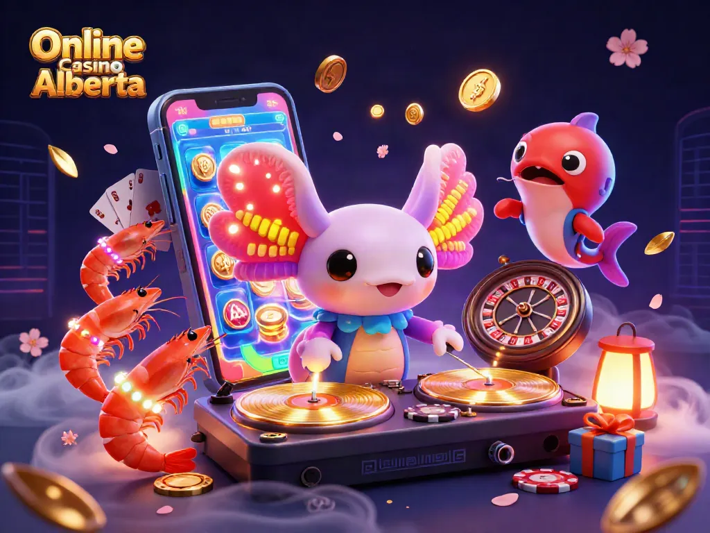 Experience vibrant excitement at Online Casino Alberta with a lively 3D scene of gaming action.