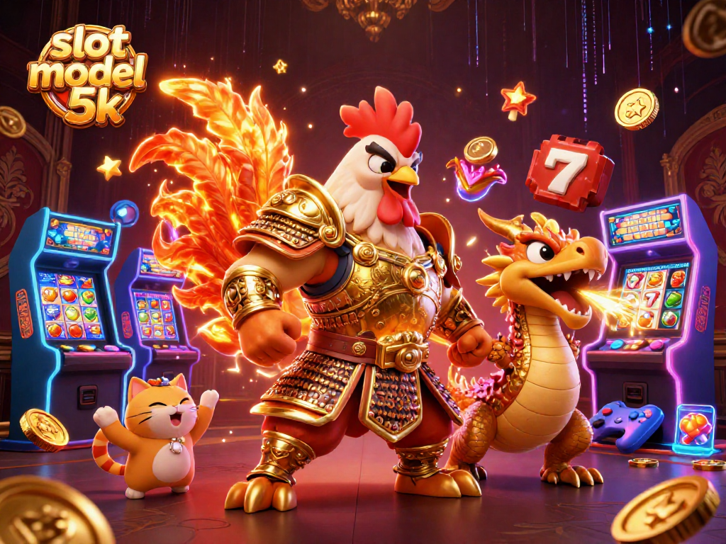 Spin the reels with the slot modal 5k in a vibrant casino scene featuring dynamic characters.