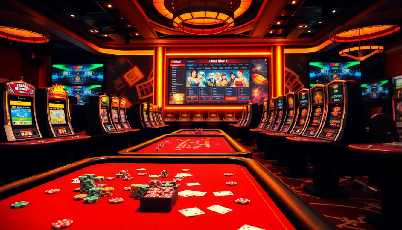 Experience the excitement of gambling at http://8kbet.ink/ with vibrant casino tables and colorful slot machines.