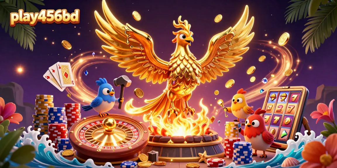 Spin to win with play456bd's immersive casino features in a vibrant 3D illustration