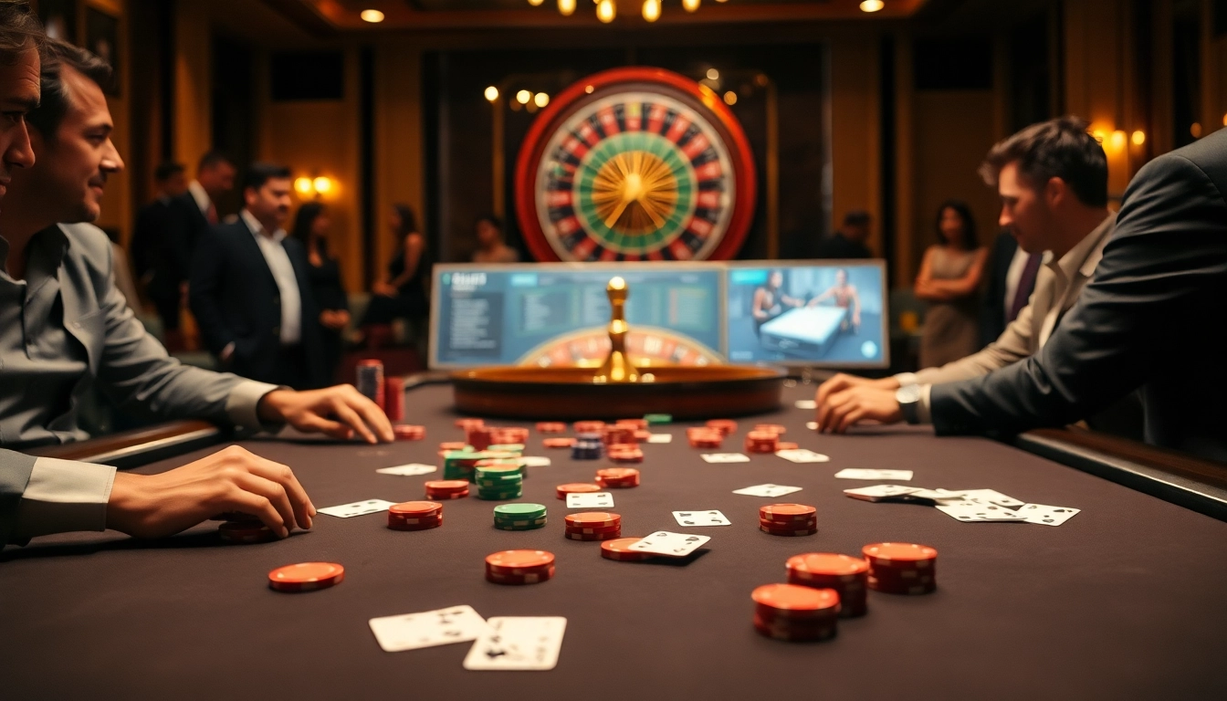 Experience thrilling poker action at 8kbet with vibrant chips and a luxurious casino atmosphere.
