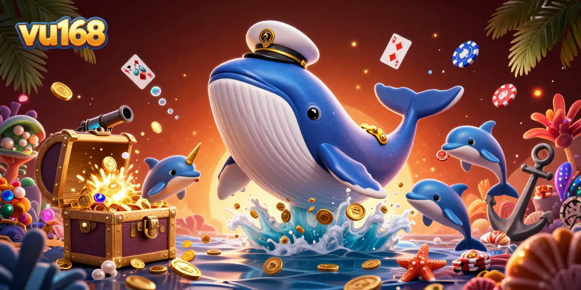 Engage with vu168’s thrilling underwater casino experience featuring animated characters and sparkling treasures.
