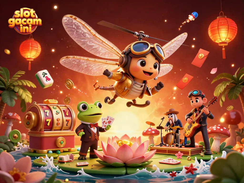 Permainan slot gacor malam ini dengan suasana ceria di kasino lili, dipenuhi elemen keberuntungan dan hiburan.