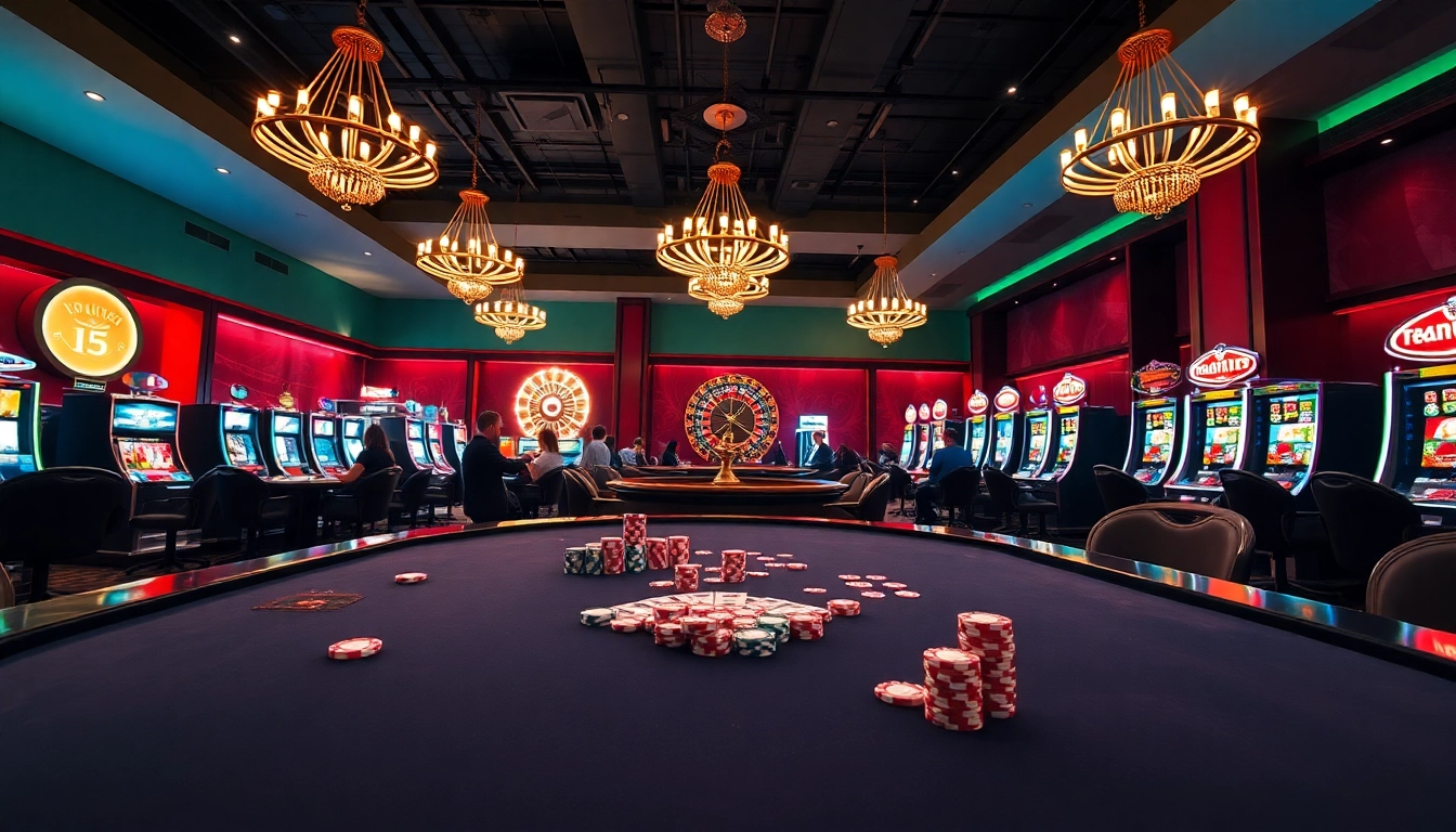 Exciting kubet casino scene with vibrant gaming elements, emphasizing luxury in online gambling.