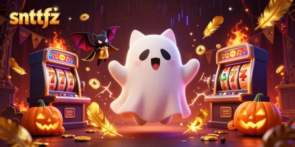 Experience thrilling adventures in snttfz with a ghost cat, vampire bat, and glowing jack-o-lanterns.