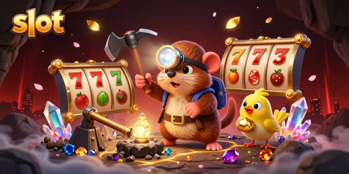 Spin vibrant slot reels with a treasure hunter mole in a rich casino scene.