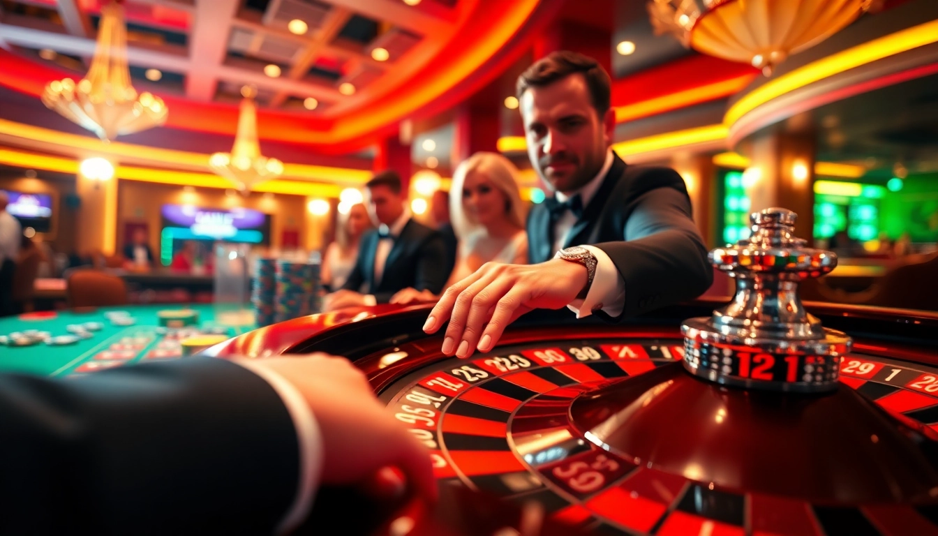Main dealer at the casino toko56 engaging players with lively roulette game.