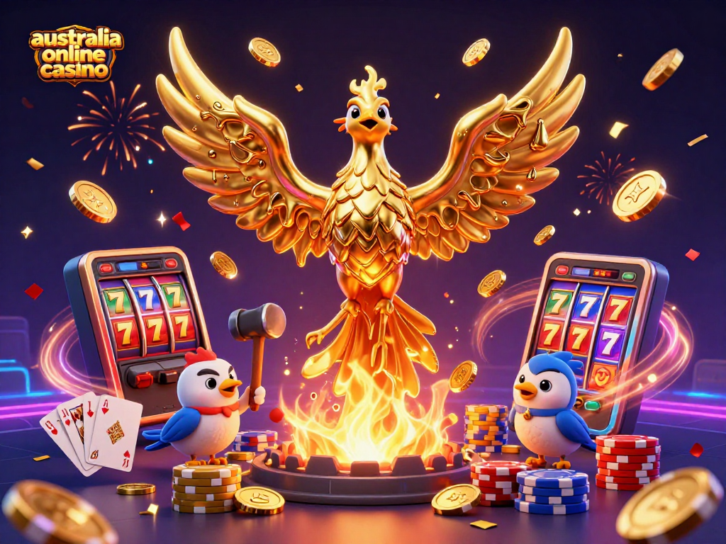 Experience thrilling moments at an australia online casino with vibrant 3D elements and gold phoenix.
