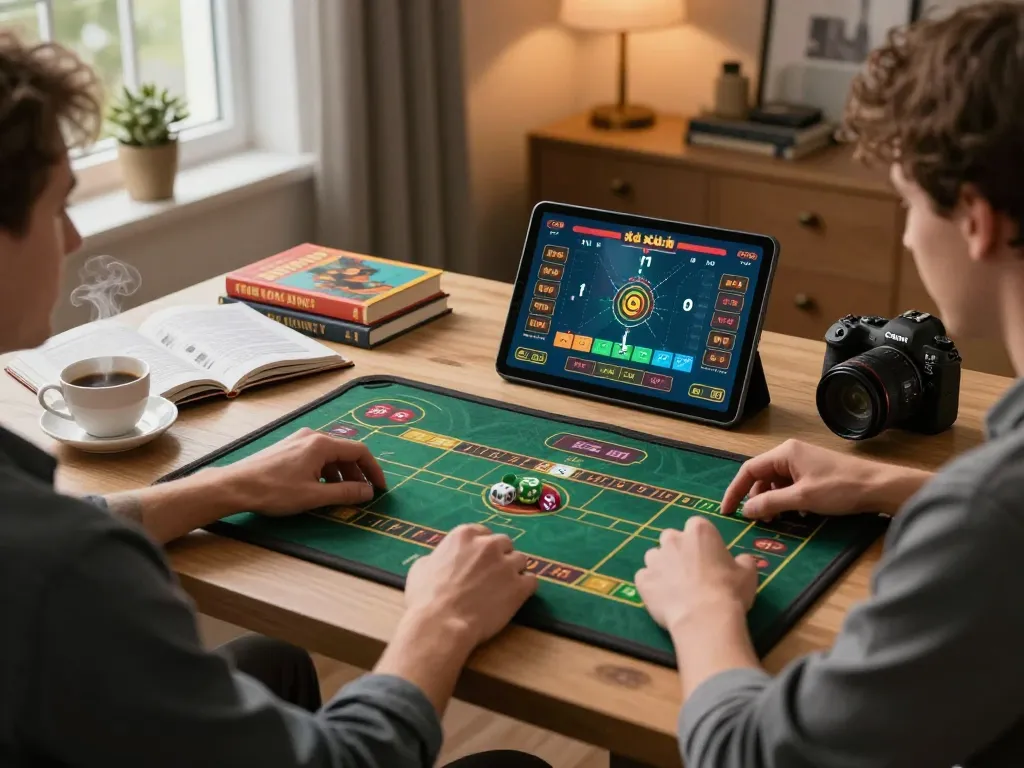 Engaging in a winning session of tài xỉu online with a lively home gaming setup.