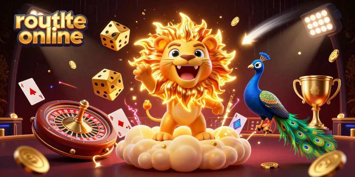Experience the thrill of roulette online with a dynamic 3D scene featuring an animated lion and casino elements.