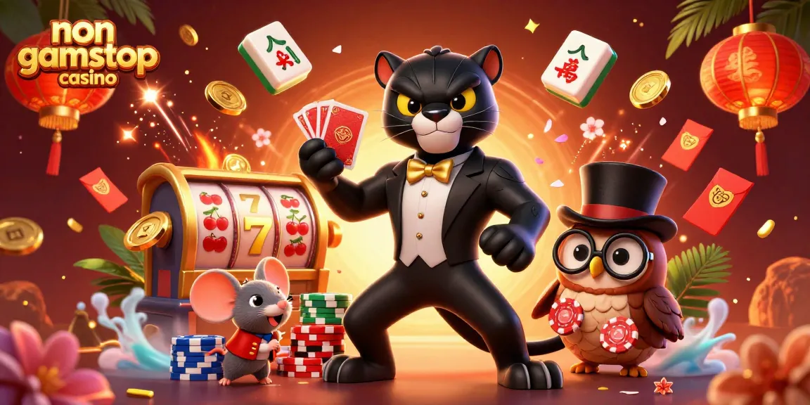 Experience thrilling gameplay at a non gamstop casino with stylish characters and vibrant casino elements.