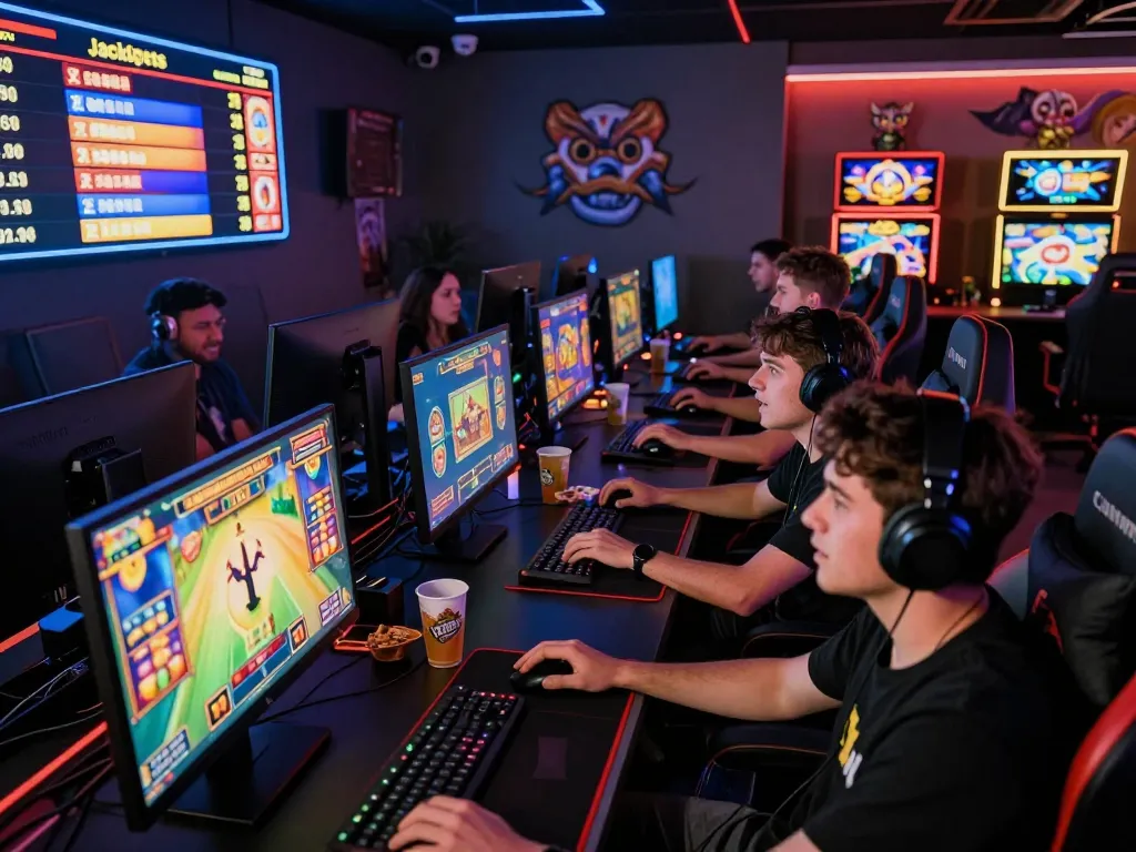 Exciting Zeus138 online gaming experience with players enjoying thrilling slot games in a vibrant gaming room atmosphere.