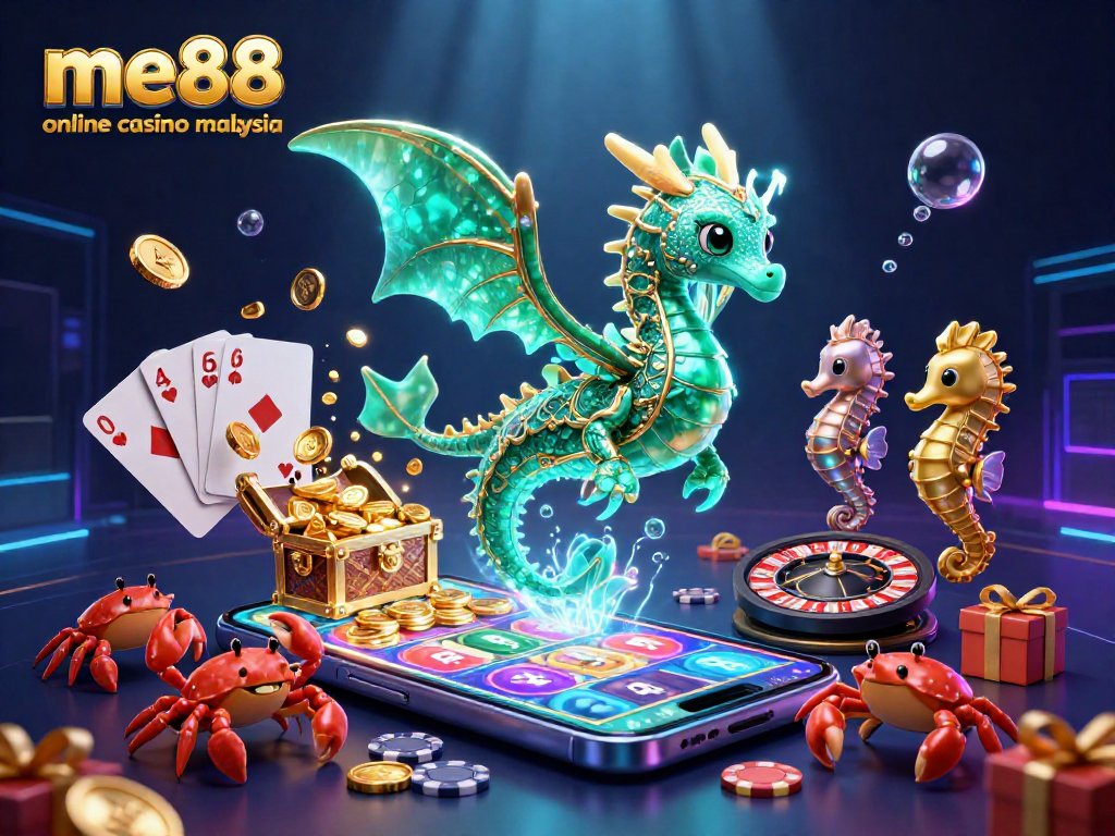 Experience the vibrant world of me88 online casino malaysia with an emerald sea dragon and exciting gaming elements.