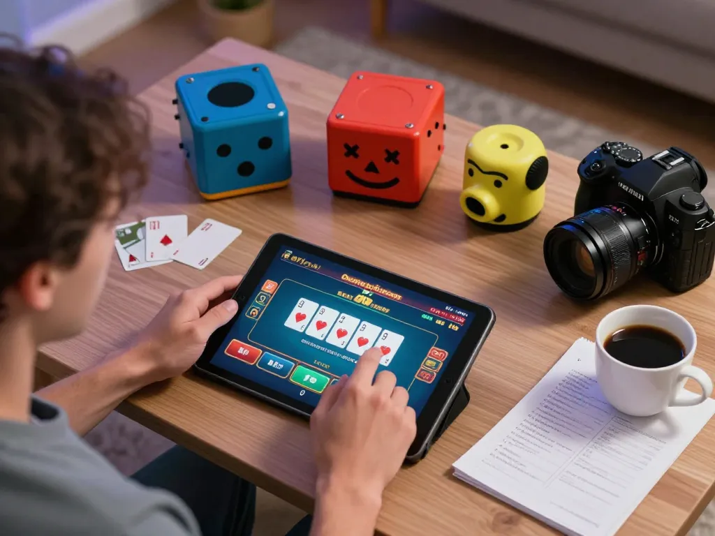 Player enjoying an online gaming experience on ph365 with poker interface displayed on tablet.