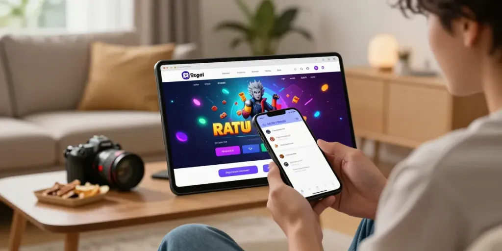 Antarmuka login Ratutogel di perangkat mobile dengan suasana nyaman dan hangat.