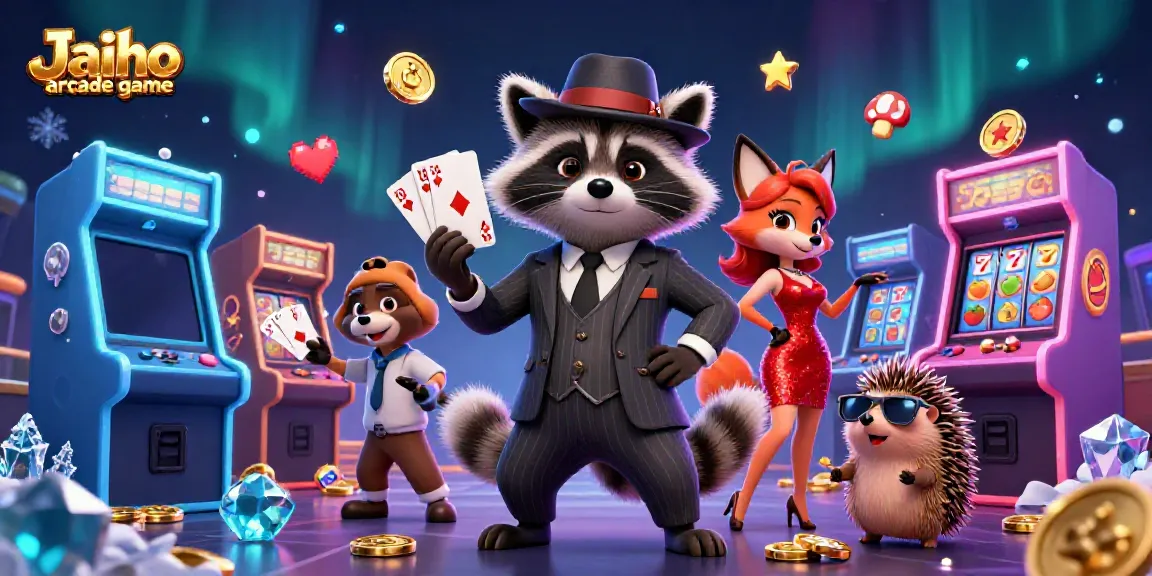 Experience the action with the Jaiho arcade game, featuring dynamic characters and vibrant casino elements.