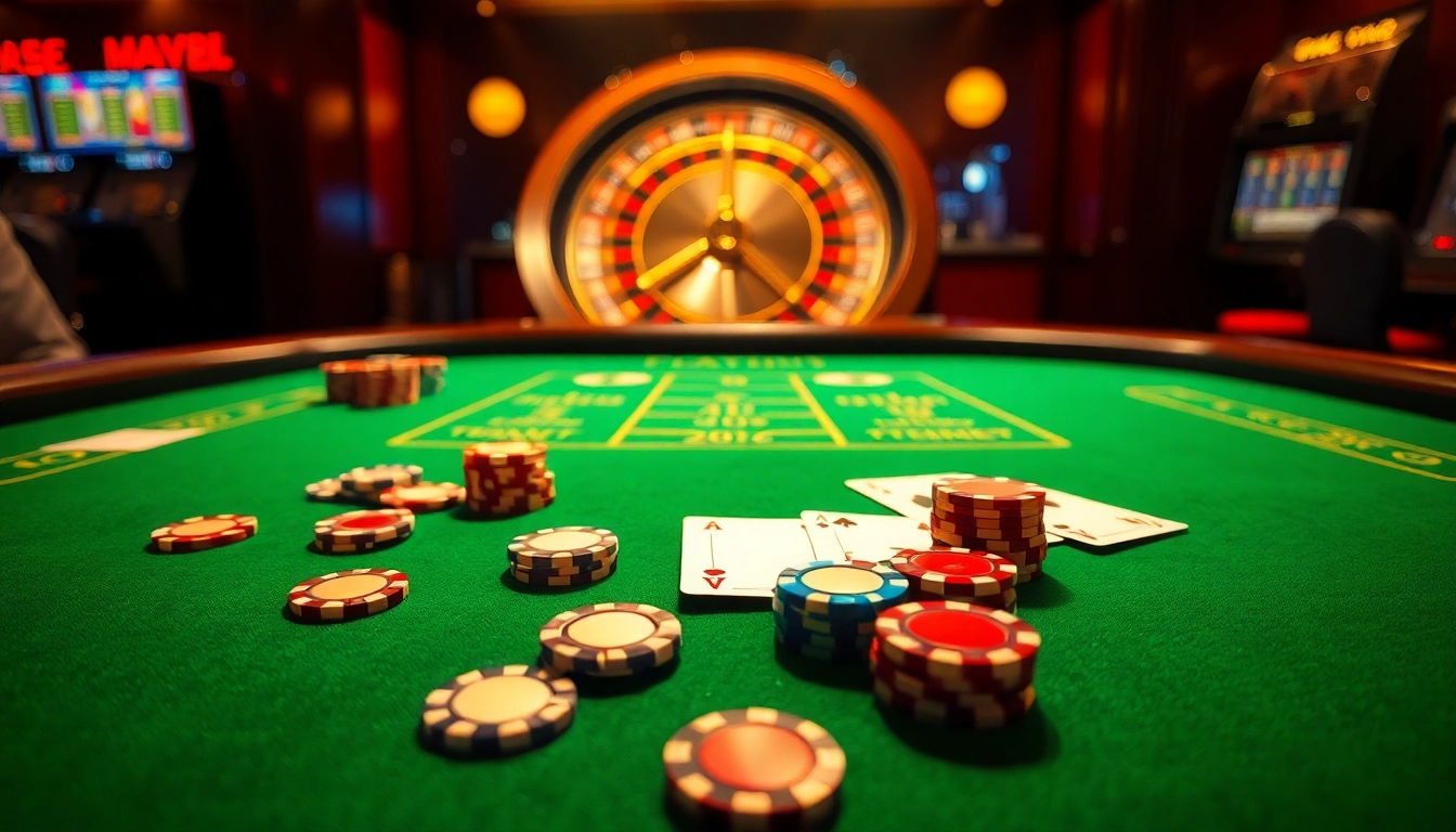 Experience the excitement of MM88 at a luxurious casino table with poker chips and cards.