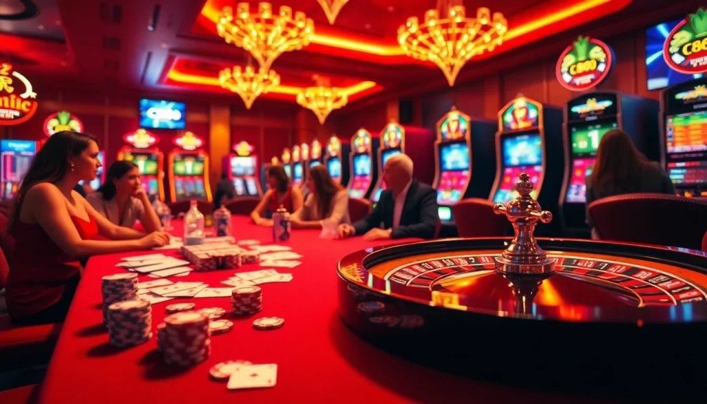 C168 gamblers engaging in an exciting casino gaming experience at a lavish table with roulette and cards.