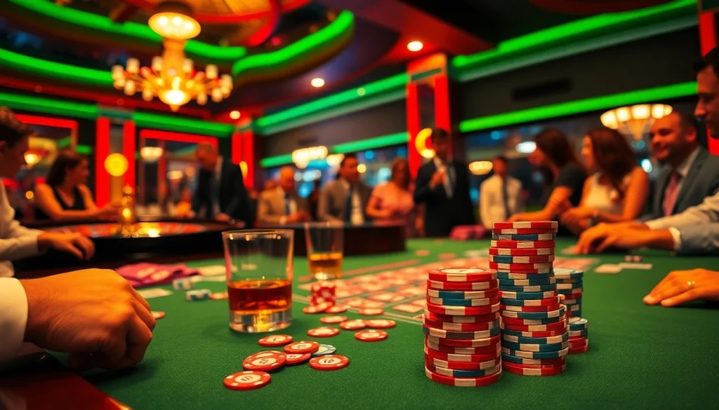 Experience the excitement of high-stakes gambling at an OK8386-themed poker table filled with chips and cards.