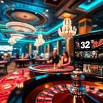 Players enjoying games at 32win's casino tables with exciting visuals and vibrant atmosphere.