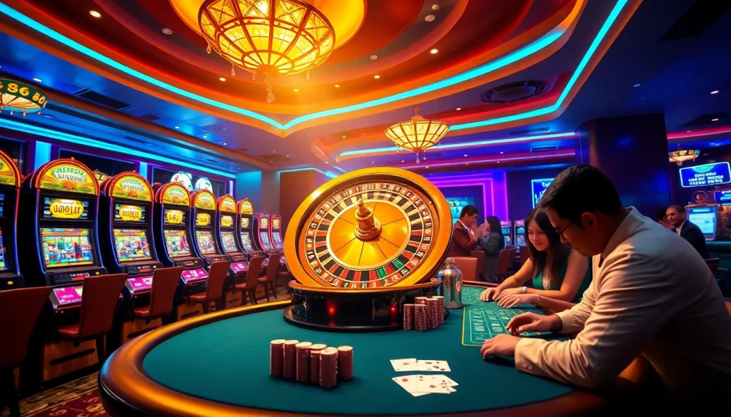 Experience the thrill of casino gaming at Jun88 with players engaging at a vibrant poker table.