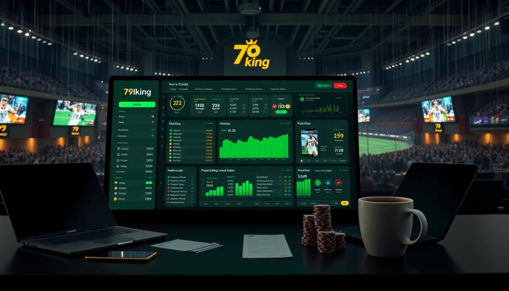 79king premium betting dashboard with live odds and app interface