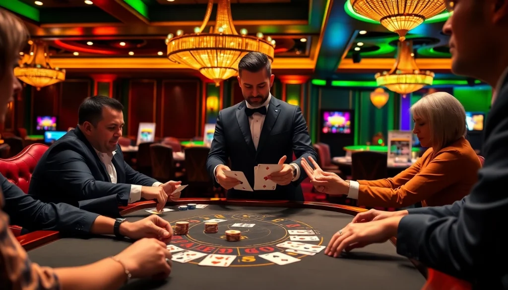 Experience the thrill of Blackjack Casino with players engaged in an exciting game.