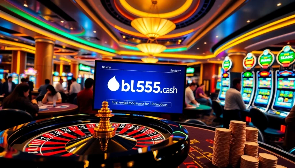 Place bets at the vibrant casino scene of https://bl555.cash/, featuring roulette, poker, and colorful slot machines.