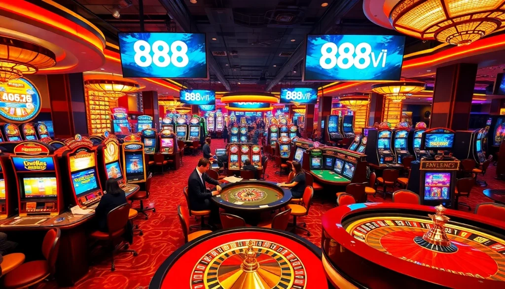 Players enjoying various games at 888VI casino, showcasing excitement and luxury.