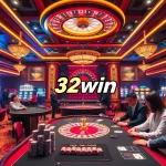 Action-packed gaming scene at 32win trang chủ casino, showcasing vibrant tables and enthusiastic players.