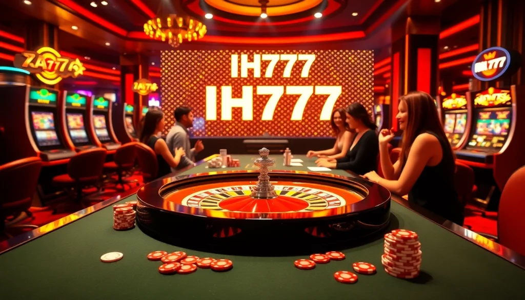 Experience thrilling gameplay at IH777 casino with vibrant roulette and slot machines.