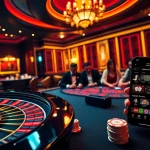 Engage in thrilling games at https://do666.at featuring a luxurious casino scene with poker and roulette.